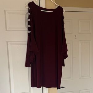 Ladies size medium Elegant Burgundy Cold Shoulder Dress